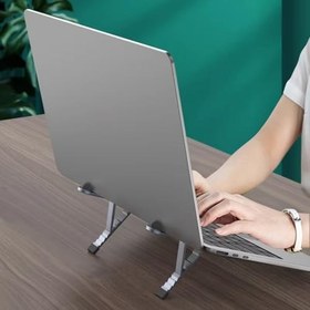 Resim McStorey Katlanabilir Alüminyum Laptop Stand 6 Kademeli Ergonomik Yükseltici Cep Boyu Taşınabilir Kaymaz Silikon Pedli Taşıma Çantalı Notebook Tablet Tutucu Gümüş 