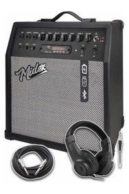 Resim AyrStore MGA-50HD Elektro Gitar Amfisi 50 Watt USB Bluetooth Şarjlı 4 girişli (Kulaklık ve Kablo Dahil) 
