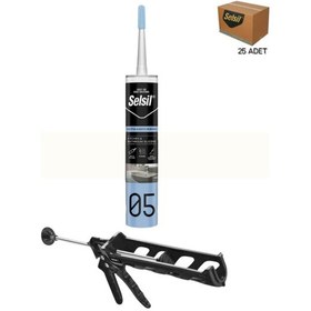 Resim Selsil Duşakabin Silikonu Şeffaf 280 Ml 25 Adet , Plastik Tabanca Şeffaf 