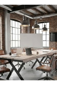 Resim raweyn Dogal Ahşap Tilia Toplantı Masası 120*300*76 Cm-Beyaz Eskitme 