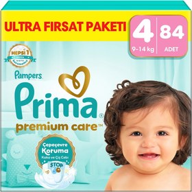 Resim Prima Pampers Bebek Bezi Premium Care 4 Numara 84 Adet Ultra Fırsat Paketi - Gratis 