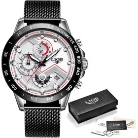 Resim Hanyang Gümüş Beyaz Lıge Erkek Saatler Üst Marka Lüks Paslanmaz Çelik Mavi Su Geçirmez Kuvars Izle Erkekler Moda Chronograph Erkek Spor Askeri Saat (Yurt Dışından) 