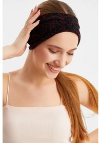 Resim 2'li Çift Taraflı Kullanım Alternatifli Pamuklu Penye, Kaymaz, Hafif, Spor Saç Bandı Bandana - Tek Ebat / Siyah-kırmızı Siyah-kırmızı 