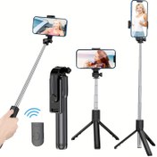 Resim 1 adet Telefon Tripodu Selfie Çubuğu, Uzatılabilir Cep Telefonu Tripodu Standı, Kablosuz Uzaktan Kumanda ve Telefon Tutucu ile, Akıllı Telefonlarla Uyumlu, Selfie Çekmek, Canlı Yayın Yapmak, Video Yapmak 