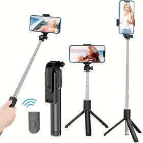 Resim 1 adet Telefon Tripodu Selfie Çubuğu, Uzatılabilir Cep Telefonu Tripodu Standı, Kablosuz Uzaktan Kumanda ve Telefon Tutucu ile, Akıllı Telefonlarla Uyumlu, Selfie Çekmek, Canlı Yayın Yapmak, Video Yapmak 
