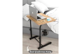 Resim Depolife Eğim Yükseklik Ayarlı Laptop Sehpası Kahvaltı Ders Çalışma Bilgisayar Ofis Yemek Masası Metal Ayak 