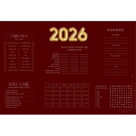 Resim 2'li Yılbaşı Temalı Bordo Amerikan Servisi ve Yeniyıl Masa Oyunu Seti 