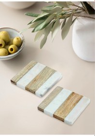 Resim The Mia Nature Bardak Altlığı 2li Set Brk0117 Beyaz - Kahverengi 