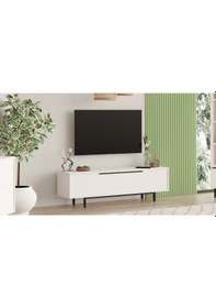 Resim Robin Home Lidya Tv Ünitesi Sehpası Metal Ayaklı 160cm Beyaz 