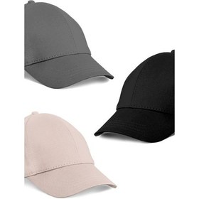 Resim Unisex 3'lü Set Gri,taş Ve Siyah Renk Beyzbol Şapka - Unisex Çok Renkli 