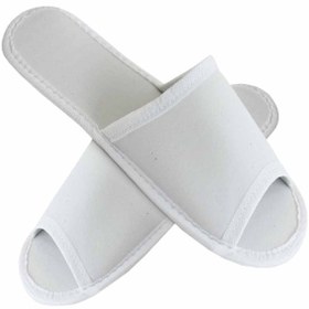 Resim PRİVATE 10 Çift Biyeli Spa Terliği Önü Açık Kaymaz Tabanlı Beyaz Otel Terliği Tek Kullanımlık Kullan At 