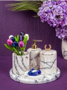 Resim MIARIK DESIGN & DEKORASYON MERMER YAPRAK DETAYLI 5 Lİ BANYO SETİ TAKIMI 