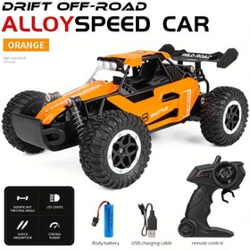 Resim Yüksek Hızlı 1:16 Ölçekli Alaşımlı Off-Road RC Araba ile 2.4GHz Kablosuz Uzaktan Kumanda, LED Farlar, Bağımsız Süspansiyon ve Güçlü Tasarım - Turuncu/Mavi/Siyah, Offroad Yarışı | Dinamik Grafikler | Dokulu Lastikler, Hızlı Uzaktan Kumandalı Araba 