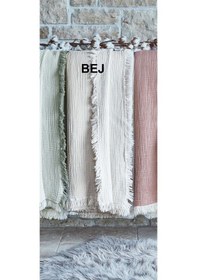 Resim Dantela Fiona Bej Müslin Pamuk Anti-alerjik Çift Kişilik Yatak Örtüsü 240x260 Bej 