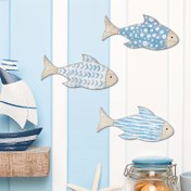 Resim 3'lü Set, Ahşap Balık Duvar Dekorasyonu Plaj Denizcilik Temalı Balık Duvar Heykeli Ahşap Balık Okulu Duvar Sanatı Asılı Göl Evi Okyanus Dekorasyonu Vintage Süsler Ev Banyo Yatak Odası İçin Uygun 