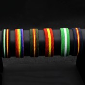 Resim 1 adet Renkli Örgülü Bileklik Erkekler ve Kadınlar için - Ayarlanabilir Kapatma ile Akrilik Fiber Spor Bilekliği, Mavi, Yeşil, Sarı, Turuncu, Pembe ve Mor Renkli Desenli 
