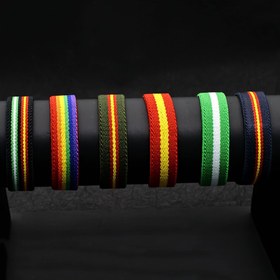 Resim 1 adet Renkli Örgülü Bileklik Erkekler ve Kadınlar için - Ayarlanabilir Kapatma ile Akrilik Fiber Spor Bilekliği, Mavi, Yeşil, Sarı, Turuncu, Pembe ve Mor Renkli Desenli 
