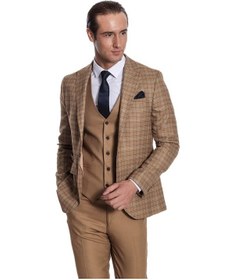 Resim Wessi Ekose Ceketli Slim Fit Taba Erkek Takım Elbise Taba 