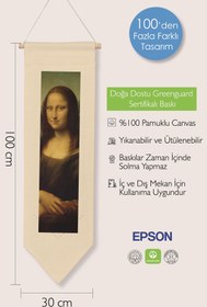 Resim Leonardo Da Vinci Duvar Halısı, Sanat Serisi Dekor, 100cm Kanvas Flama Askılı Duvar Örtüsü NO:664 - Renkli - 2 / 30 x 100 