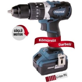 Resim PROTER PST 740 BL 20 V 4 AMP DARBELİ MATKAP KOMURSUZ ŞARJLI 