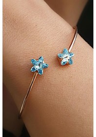 Resim Swarovski Taşlı 925 Ayar Gümüş Rose Yıldız Bileklik Gümüş 