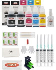Resim ekoset Canon E404 E464 E474 Pg-46/56 Uyumlu Kartuş Dolum Seti Renkli 5'li Set 