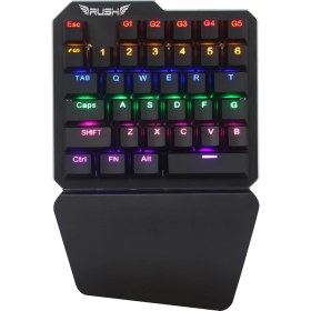 Resim Rush RK77 Mekanik PUBG Oyuncu Klavyesi Kablolu Siyah Tuş Formu Kare Oyun İçin Tasarlandı 