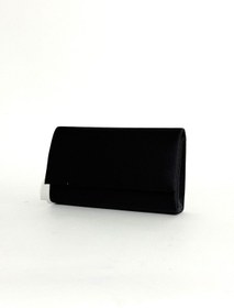Resim NAZART Kadın Saten Minik Siyah Abiye Clutch Portföy Zincir Askılı El Düğün Nişan Gece Omuz Çantası 