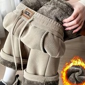 Resim Kadınların Rahat Fleece Astarlı Korduroy Pantolonları | Bej | Cepli Rahat Düz Bacaklı Pantolonlar | Sonbahar/Kış İçin Sıcak ve Rahat | Yumuşak, Dayanıklı ve Şık | Günlük Kıyafetler, Kış Giysileri İçin Mükemmel | Rahat Fleece Pantolonlar | Yumuşak Dokulu 