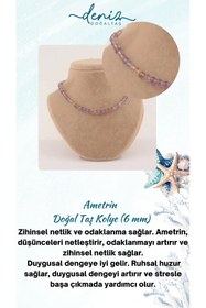 Resim Deniz Doğal Taş Sertifikalı Ametrin ( Taşlar) Doğaltaş Kolye 6 Mm, M035 