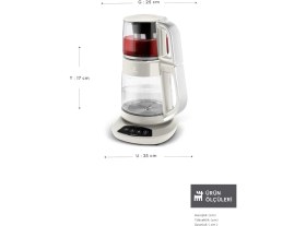 Resim Karaca Çaysever 3 In 1 Konuşan Cam Çay Makinesi Su Isıtıcı ve Mama Suyu Hazırlama 1700W Starlight. 