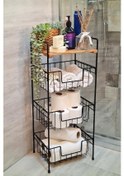 Resim Digithome Ahşap Metal Çok Amaçlı 3 Katlı Banyo Düzenleyici Organizer - Ni22raf002 - Hyt Siyah 