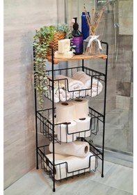 Resim Digithome Ahşap Metal Çok Amaçlı 3 Katlı Banyo Düzenleyici Organizer - Ni22raf002 - Hyt Siyah 
