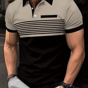 Resim Yaz İnce Moda Erkek Üst Düğme Tişört Siyah Haki Renkli Yama Kontrast Baskı Erkek Dönüşüm Yaka Kısa Kollu Rahat Gömlek 150g Polyester Twill Kumaş Yaka Yok Oturma Stili 