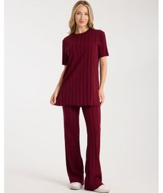 Resim Çizgili Relax Fit İkili Takım Dnv-000019 Bordo 