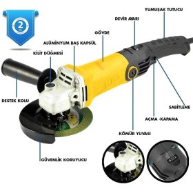 Resim Elektrikli Spral 1200W Avuç Taşlama Makinesi 125MM 6 Kademeli Uzun Kuyruk 