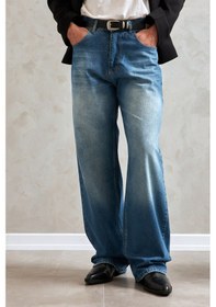 Resim Erkek Ekstra Baggy Jean Pantolon Mavi 