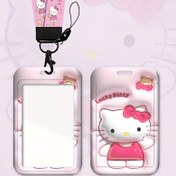 Resim Sanrio Hello Kitty Kimlik Kartı Tutucu, içerir Cinnamonroll, Kurumi, Melody ve Hello Kitty, iş kimlikleri, öğrenci kimlikleri, erişim kontrol kartları ve ulaşım kartları için uygun, sevimli şişme tarzı çizgi film tasarımı, çeşitli durumlar için uygundur 