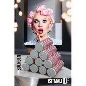 Resim 2.5 cm 10'lu Isıtmalı Sulu Bigudi, Renkli, Profesyonel, Uzun Süreli Kullanım 