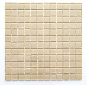 Resim MozaiKristaL Tüm Yüzeyler Için 23x23x4mm. Krem 30x30cm. Fileli Kristal Cam Mozaik (11 FİLE KARO = 1 M2 FİYATIDIR) 
