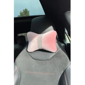 Resim Pudra Düz Kadife Gümüş Dik Şerit Boyun Yastığı 