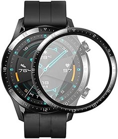 Resim Microcase Huawei Watch GT2 46mm Tam Kaplayan Kavisli Ekran Koruyucu 3D Pet Film - Siyah 