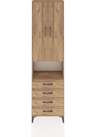 Resim Arges Dolap 3 Raflı 4 Çekmeceli Tek Askılı 60x30x221 Çam-çam Atlas Çam 