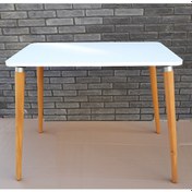 Resim Depolife Ahşap Ayaklı Mutfak Yemek Masası 60X90 Cm Gürgen Masif Ayak Beyaz 