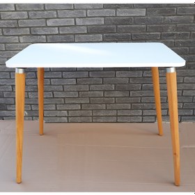 Resim Depolife Ahşap Ayaklı Mutfak Yemek Masası 60X90 Cm Gürgen Masif Ayak Beyaz 