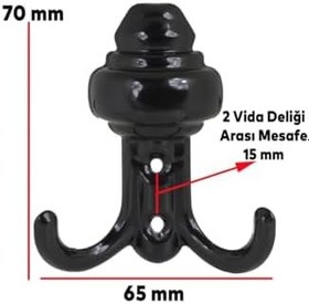 Resim Orret Home 2 Kancalı Portmanto Dolap Askısı Seti: 5 Adet, Dayanıklı ve Şık Tasarım (Siyah) 