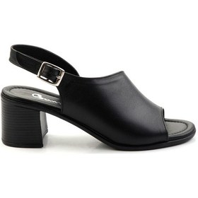 Resim Siyah Leather Kadın Sandalet K05040030203 Siyah 