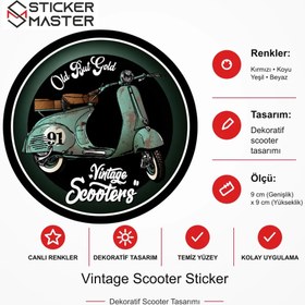 Resim Vespa Uyumlu Vintage Scooter Sticker - 2 Adet 