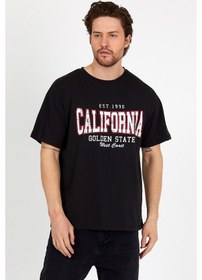 Resim Unisex Siyah Baskılı Bisiklet Yaka Oversize T-Shirt-Siyah 