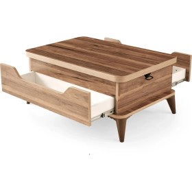 Resim Zerenland - 92 Çift Çekmeceli Akıllı Sehpa, Sihirli Sehpa, Orta Sehpa, Laptop Masası 